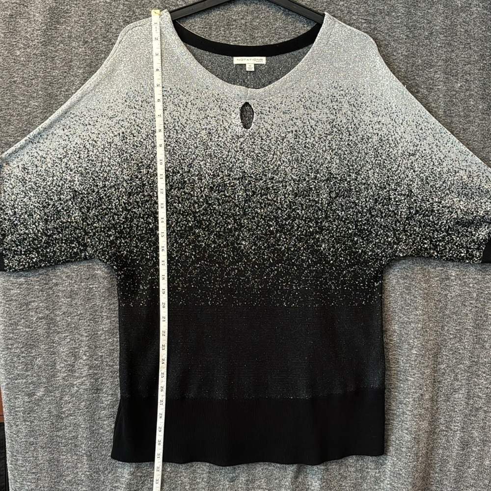 Notations Black Silver Glitter Holiday Batwing Fo… - image 8